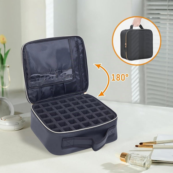Nagellack Aufbewahrung Organizer PU Leder Tragbare Nagellack Tasche Speichern 42 Flaschen (15 ml/0,5