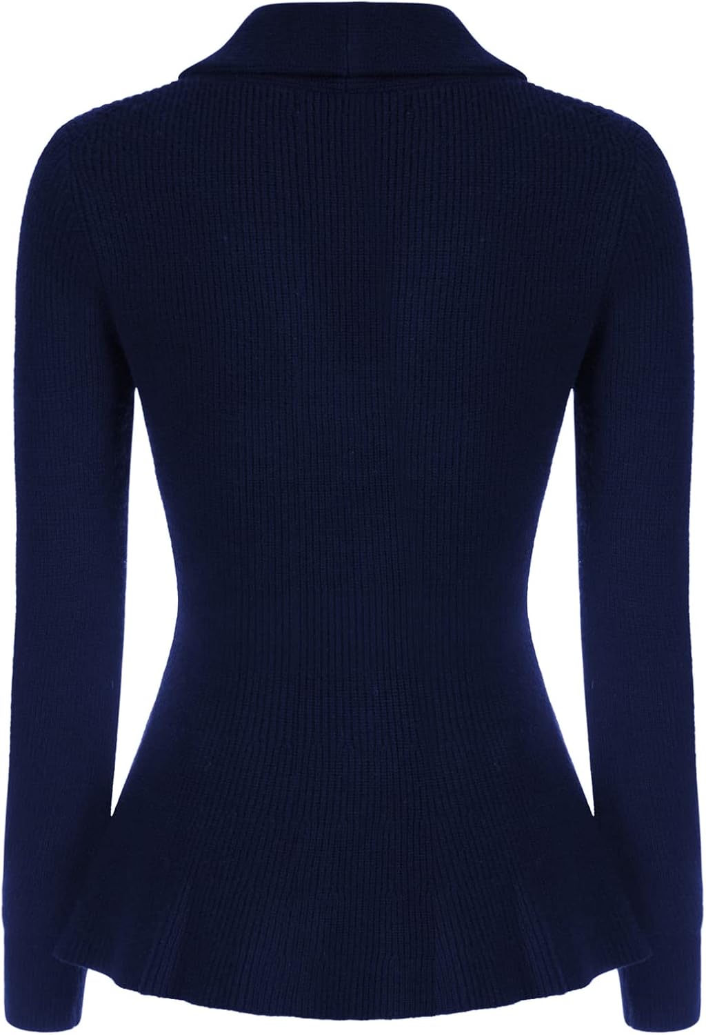 Belle Poque Damen Strickjacke Langarm Reverskragen Cardigan mit Rüschensaum Casual Strickmantel L Ma