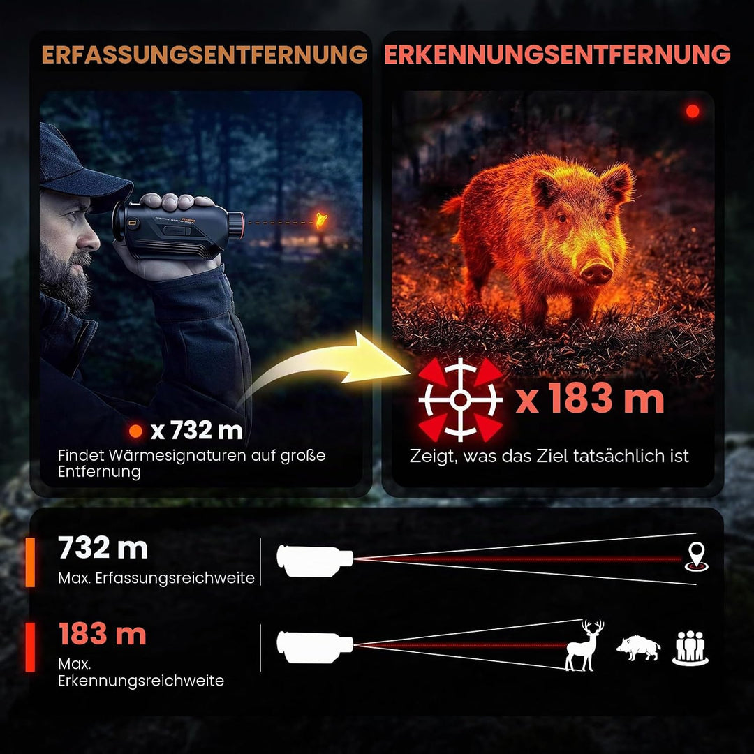 GOYOJO Handheld-Wärmebild-Monokular mit 15-mm-Fokalobjektiv, 256 x 192 (25 Hz), Integrierte drahtlos