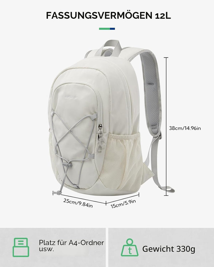 WATERFLY Rucksack Klein Wanderrucksack 12L: Leicht Tagesrucksack Mini Sport Backpack Outdoor Daypack