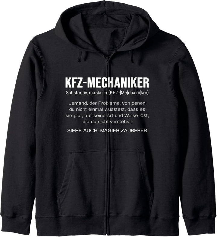 KFZ-Mechaniker Schrauber Definition Werkstatt Beruf Job Kapuzenjacke