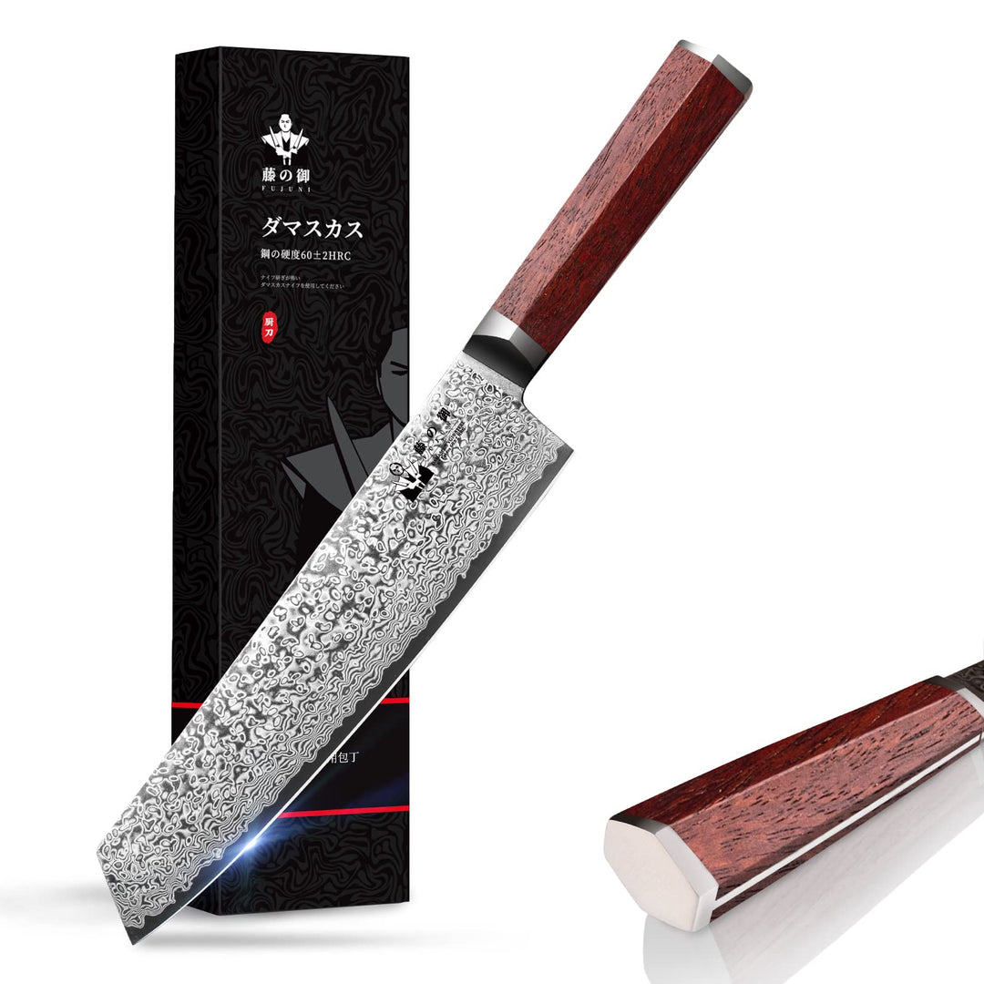 FUJUNI Damastmesser Kiritsuke Profi Kochmesser Mit Extrem Scharf 20cm Klinge Aus 67 Lagen Vg-10 Dama