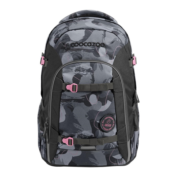 coocazoo Schulrucksack Joker „Bubble Brush“, grau-rosa, ergonomischer & anpassbarer Tornister, höhen
