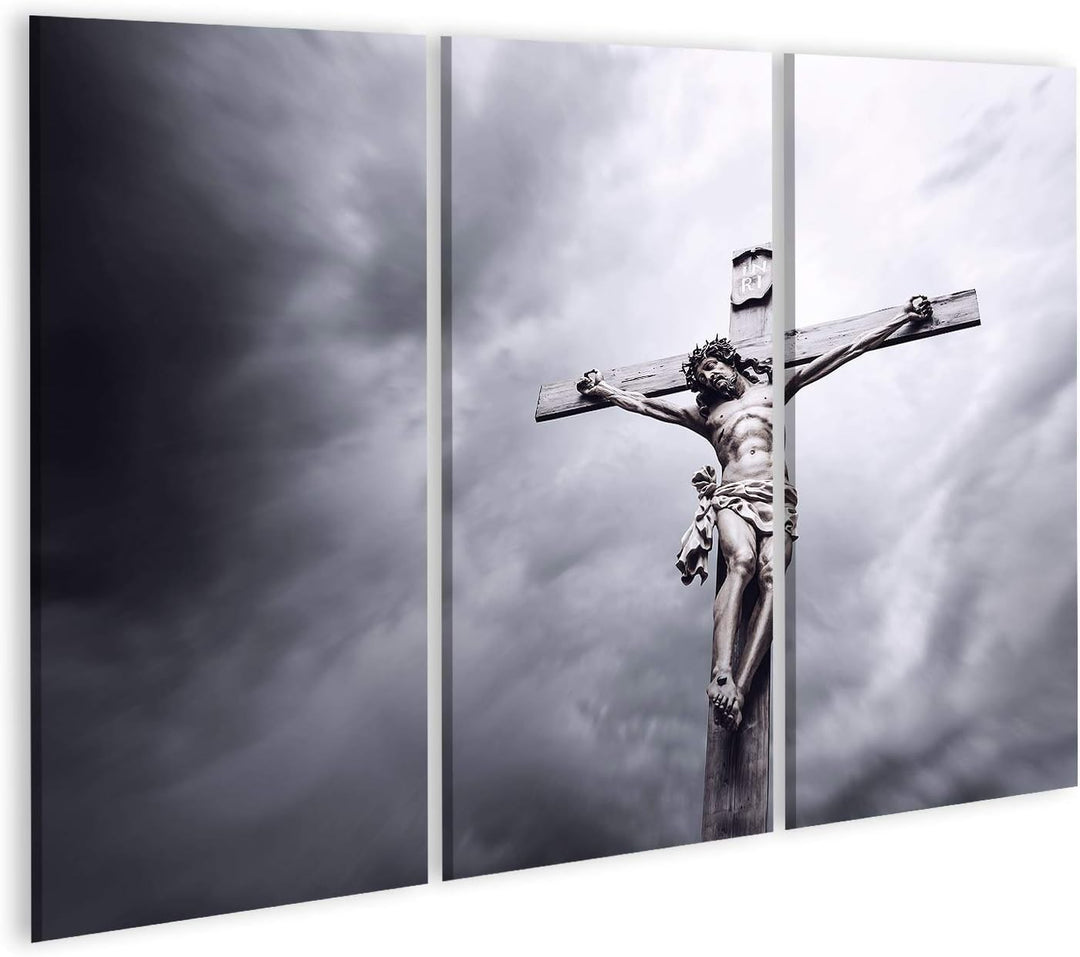 islandburner Bild auf Leinwand Kreuzigung Jesus Christus Wandbild Poster Kunstdruck Bilder Format: 1