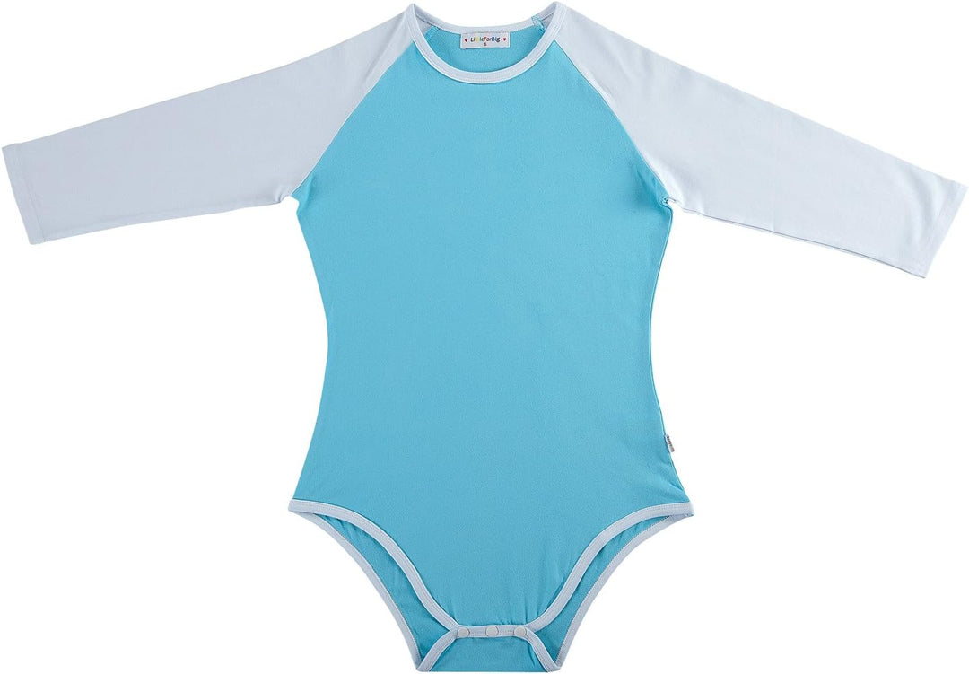 LittleForBig Baumwolle Strampler Onesie Pyjamas Bodysuit -Baseball Raglan Ärmel Blau M, Blau M