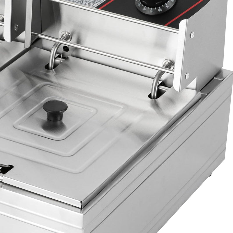 Edelstahl Doppel-Fritteuse,220V Friteuse Elektro Fritöse, 60-200°C Edelstahl Gastro Friteuse, mit 2*