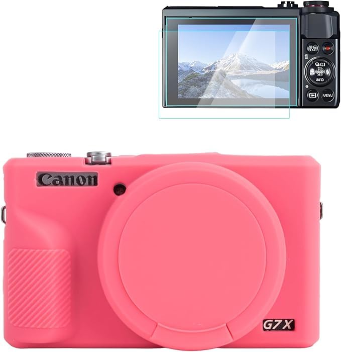 Rieibi Silikon-Schutzhülle für Canon G7X Mark III Hülle, G7X Mark III Zubehör mit 2 Stück Displaysch