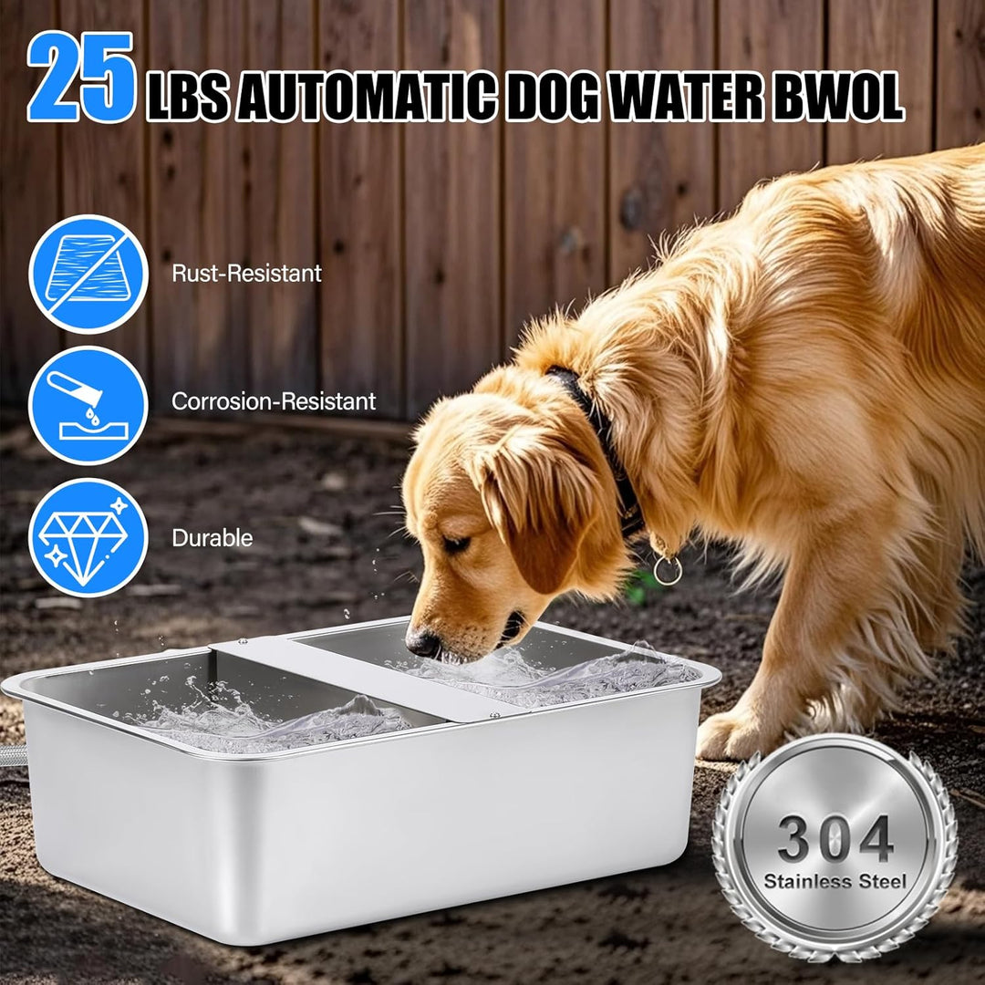 Hundebecken Automatischer Hundewasserspender,25 Liter Hundewasser im Freien Edelstahl-Wassernapf für