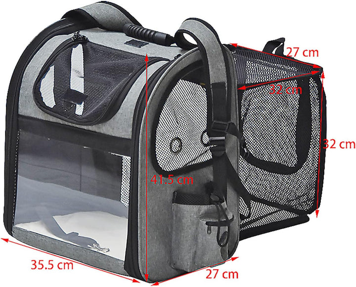 Fudajo Ausziehbarer Haustier Rucksack 27x35,5x41,5 cm bis 6kg, Hunderucksack, Katzenrucksack mit Net