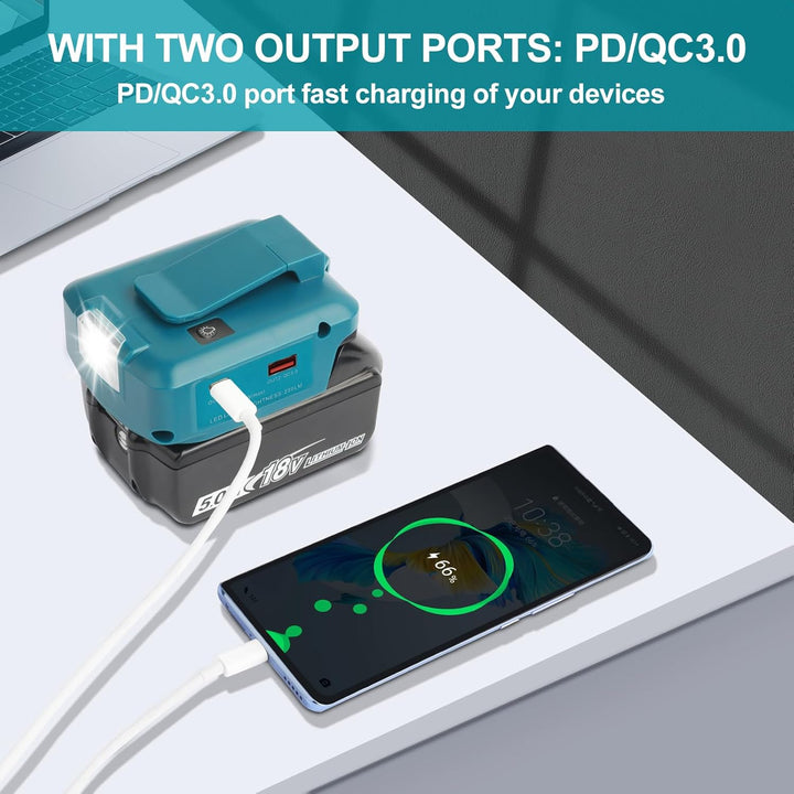 QUPERR - Adp05 Power Source Battery Adapter Arbeitslichtkonverter für Makita 14,4 V & 18 V Akku mit