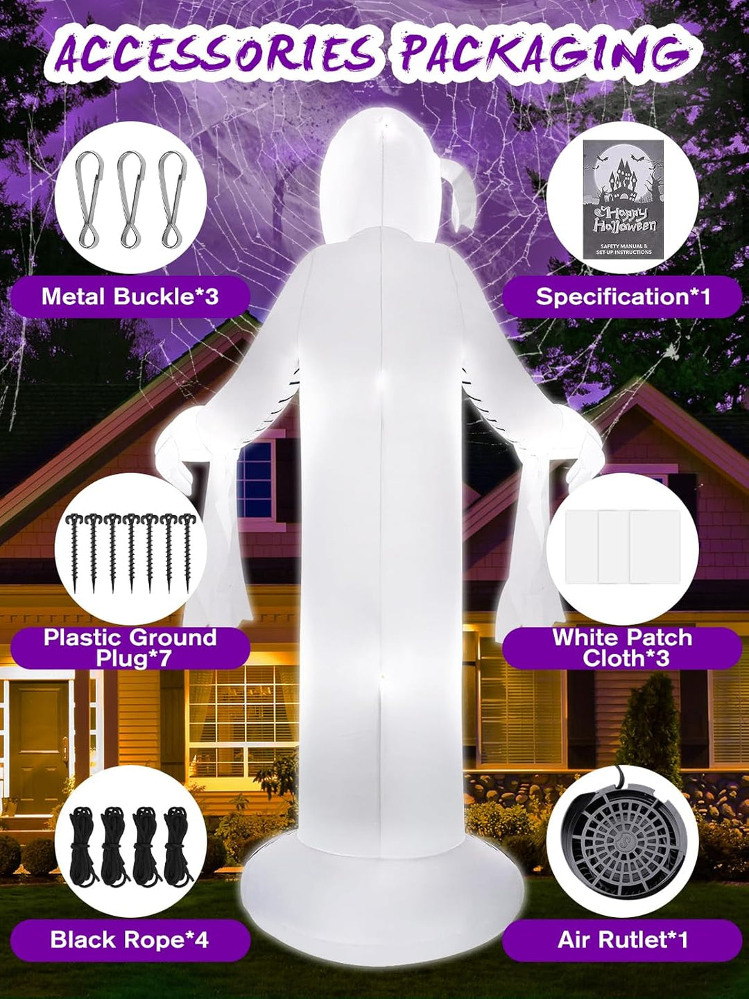 Kalolary 12 FT Halloween Aufblasbare Mumie für den Aussenbereich Aufblasbare beleuchtete Gartendekor