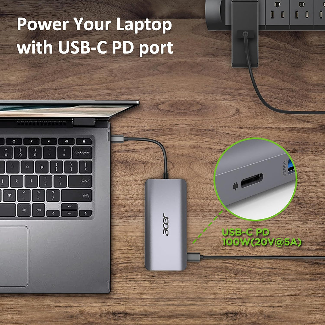 Acer 12-in-1 Mini Dock (USB Type-C zu 1x USB Type-C (w PD), 2x USB 3.2, 2x USB 2.0, 2x HDMI, 1x Disp