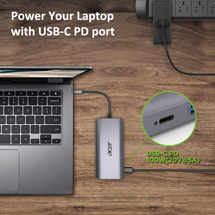 Acer 12-in-1 Mini Dock (USB Type-C zu 1x USB Type-C (w PD), 2x USB 3.2, 2x USB 2.0, 2x HDMI, 1x Disp