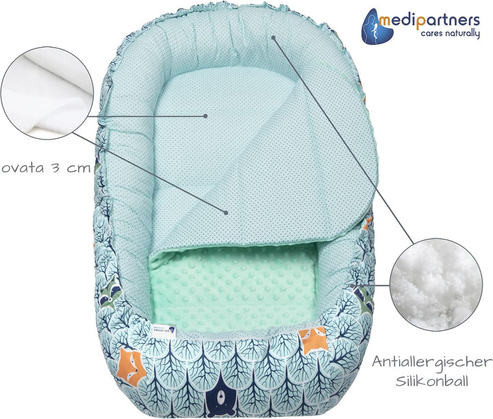 Medi Partners Babynest Kuschelnest Babynestchen 100% Baumwolle Nestchen Reisebett für Babys Säugling