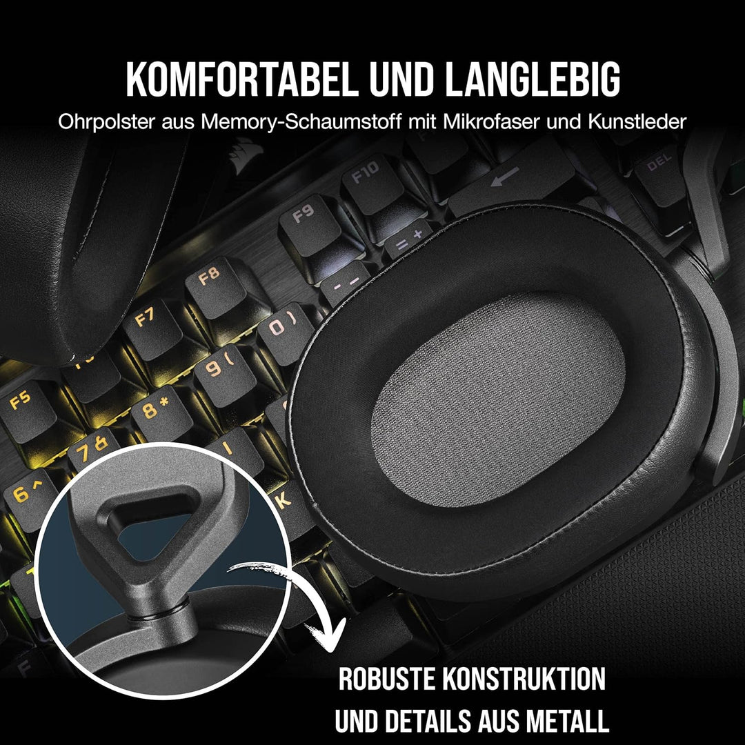 CORSAIR HS65 SURROUND Multiplattform Kabelgebundenes Gaming-Headset - Dolby 7.1 Surround Sound - Son