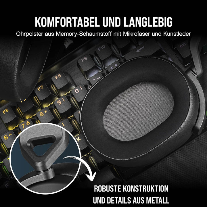 CORSAIR HS65 SURROUND Multiplattform Kabelgebundenes Gaming-Headset - Dolby 7.1 Surround Sound - Son