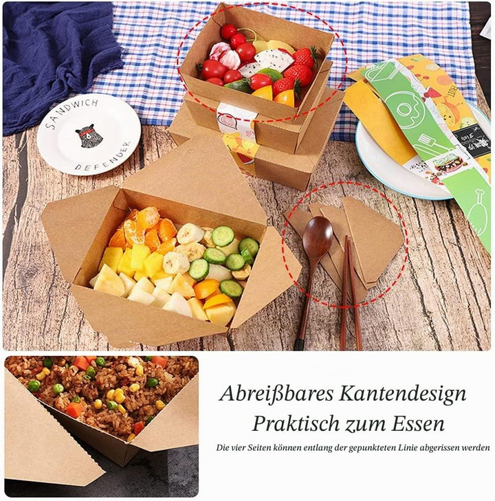 Kraftpapier Lunchbox, 25 Stücke Kraftkarton Snackboxen, Take Away Box, Öl und Wasserdicht, für Sandw