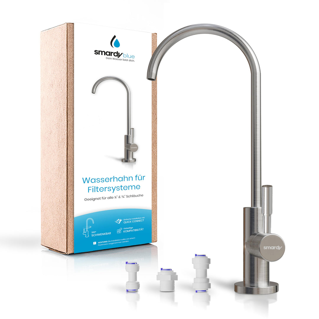 smardy UNO201 Osmose Wasserhahn Edelstahl, 360° schwenkbar für Umkehrosmose und Wasserfilter 1/4"(6,