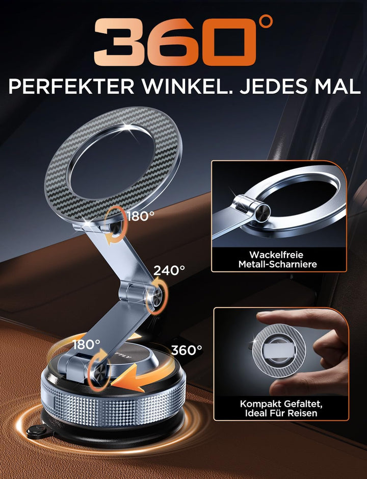 Handyhalterung Auto–Vmag S3 2026 Magnetische Handyhalterung Auto mit Metall-Dual-Fold-Arm & Erweiter