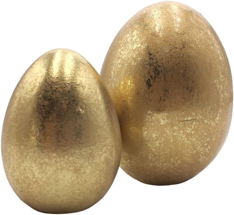 Dekohelden24 ***Goldenes Ei aus Keramik, Osterei, Osterdeko, Grösse: H/Ø ca. 10 x 8 cm Ei L, Ei L