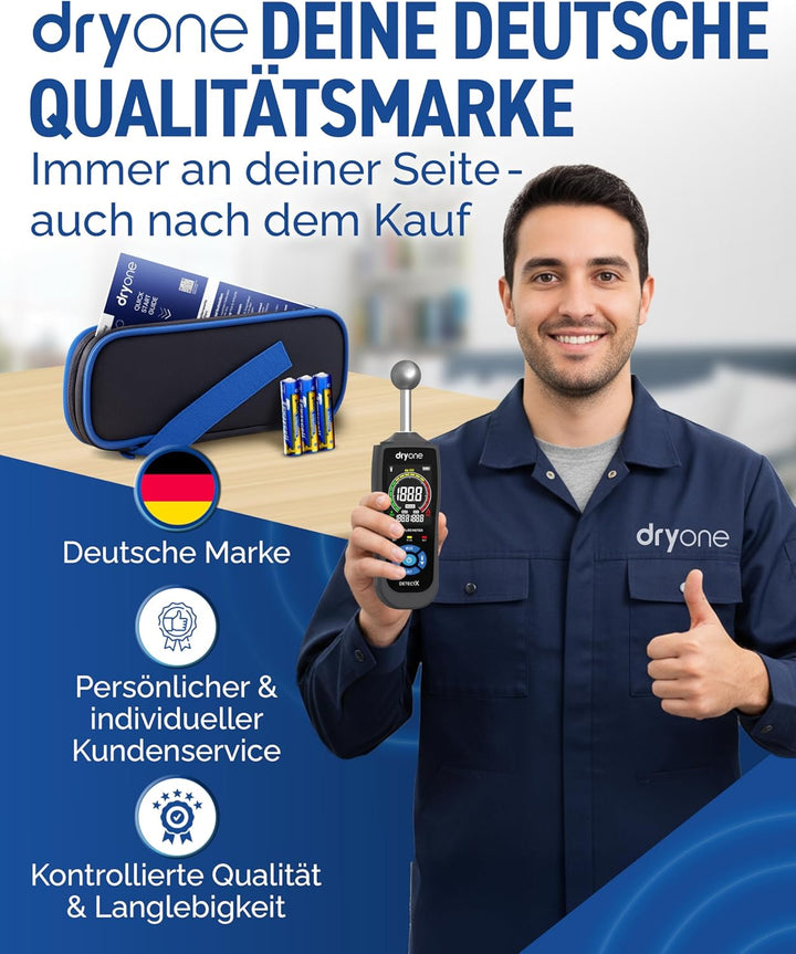 DryOne® DetectX Feuchtigkeitsmessgerät für Wand, Holz, Mauerwerk, Estrich & Beton - verlässliche Mes