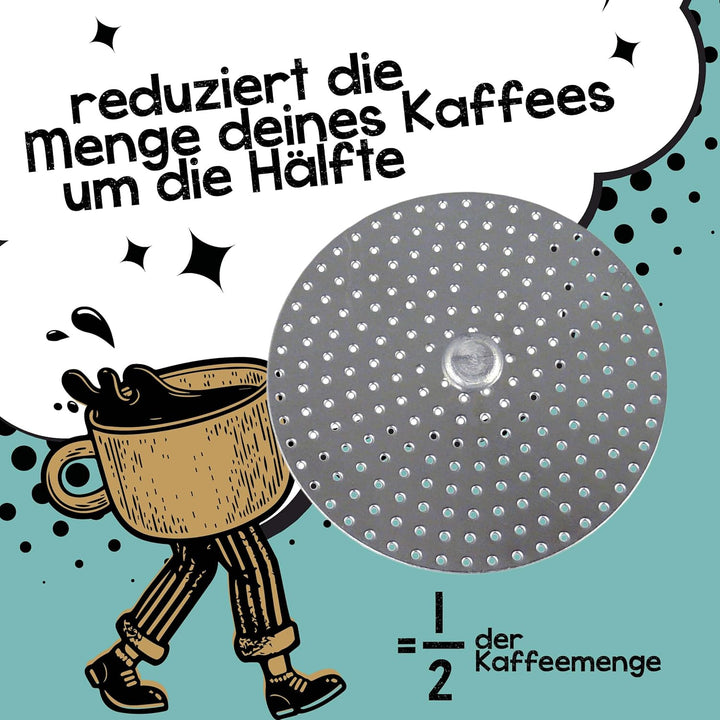 FLOW Premium Edelstahl Espressokocher mit Reduziersieb für 3 bis 6 Tassen 300ml - Espressomaker indu