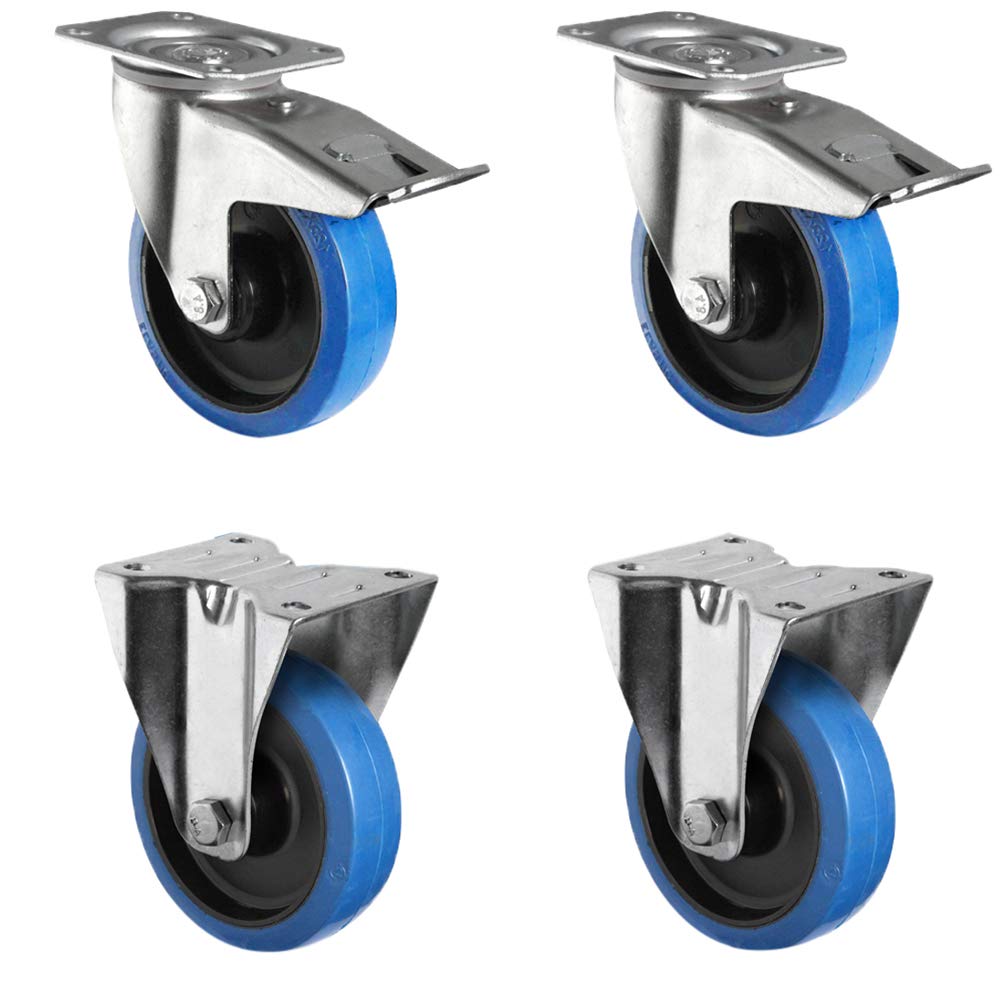 CASCOO SETTPFP160R4F1R0N Rollensatz 2 Lenkrollen mit Feststeller, 2 Bockrollen, Polyamid, Elastik bl