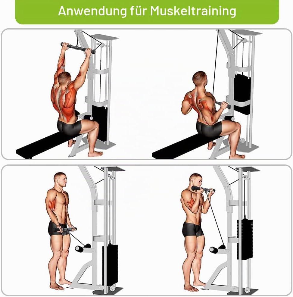 SELEWARE Trizeps-LAT-Pulldown-Aufsätze, Heim-Fitnessstudio, Workout-Zubehör mit rutschfestem weichem