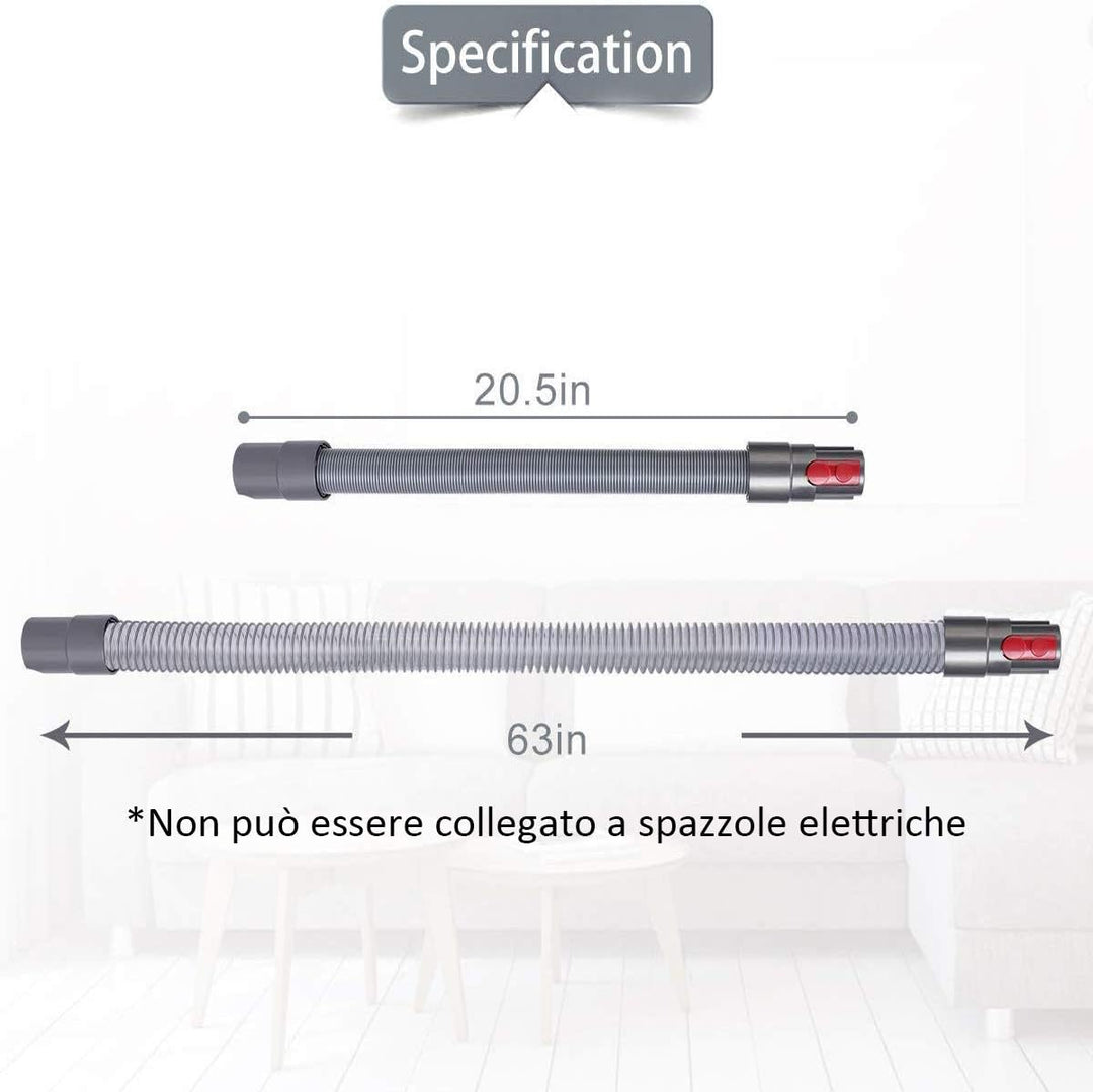 Queta Dehnbarer flexibler Schlauch für Dyson V7 V8 V10 SV10 SV11 Serie, Schlauch