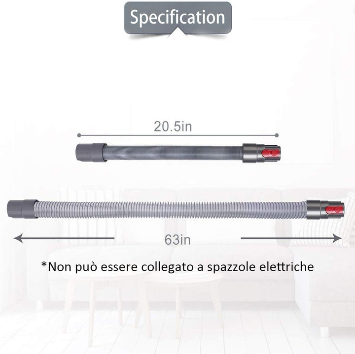 Queta Dehnbarer flexibler Schlauch für Dyson V7 V8 V10 SV10 SV11 Serie, Schlauch