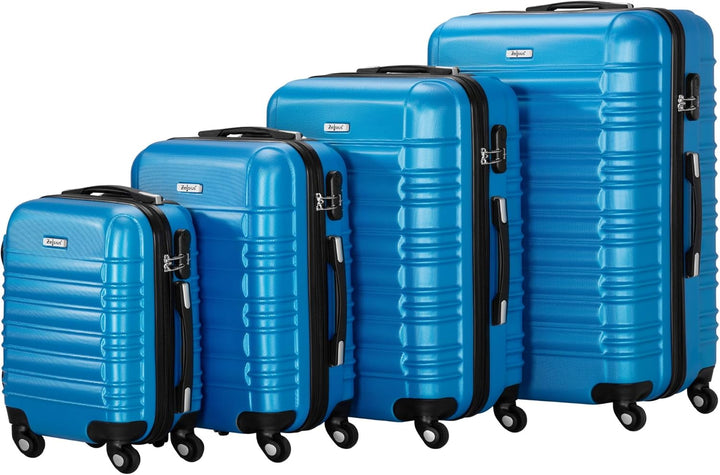 Zelsius Koffer Set 4 Stück, Blau | ABS Hartschalenkoffer mit Zahlenschloss, 4 Rollen und Innen Trenn