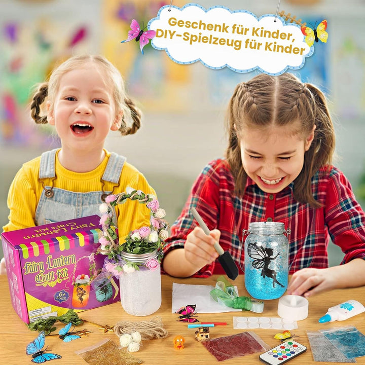 Mostof Geschenk für Mädchen, Fee Laternen-Bastelset für Kinder 6-12 – Einmachglas-Nachtlicht mit Fer
