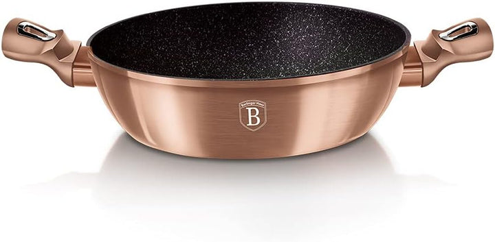 Steinpfanne mit Glasdeckel Rosegold Collection Kupfer 28 cm - BH-1519 Rose Gold, Rose Gold