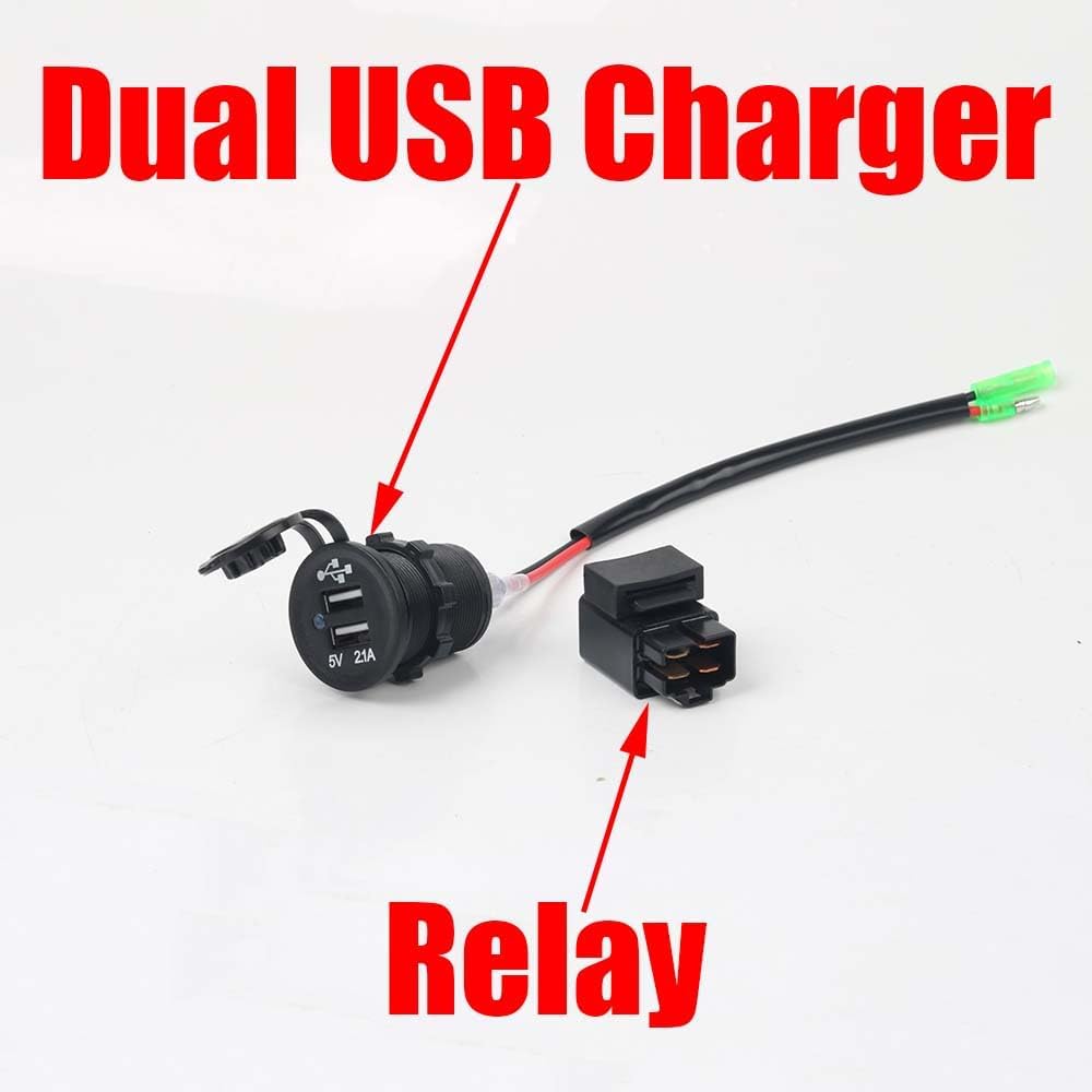 MOQIAOSEIKO Motorrad Ladegeräte Dual USB Ladegerät mit Relais Batterieladegerät für Kawasaki Versys6