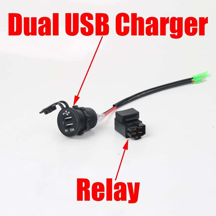 MOQIAOSEIKO Motorrad Ladegeräte Dual USB Ladegerät mit Relais Batterieladegerät für Kawasaki Versys6