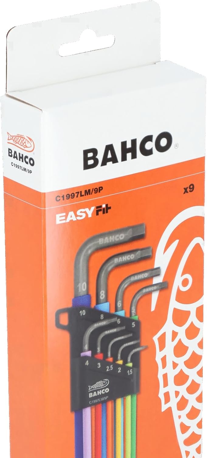 Bahco metrisch Innensechskant-Schlüssel, Satz 9-teilig 1.5 → 10mm L-Form lang