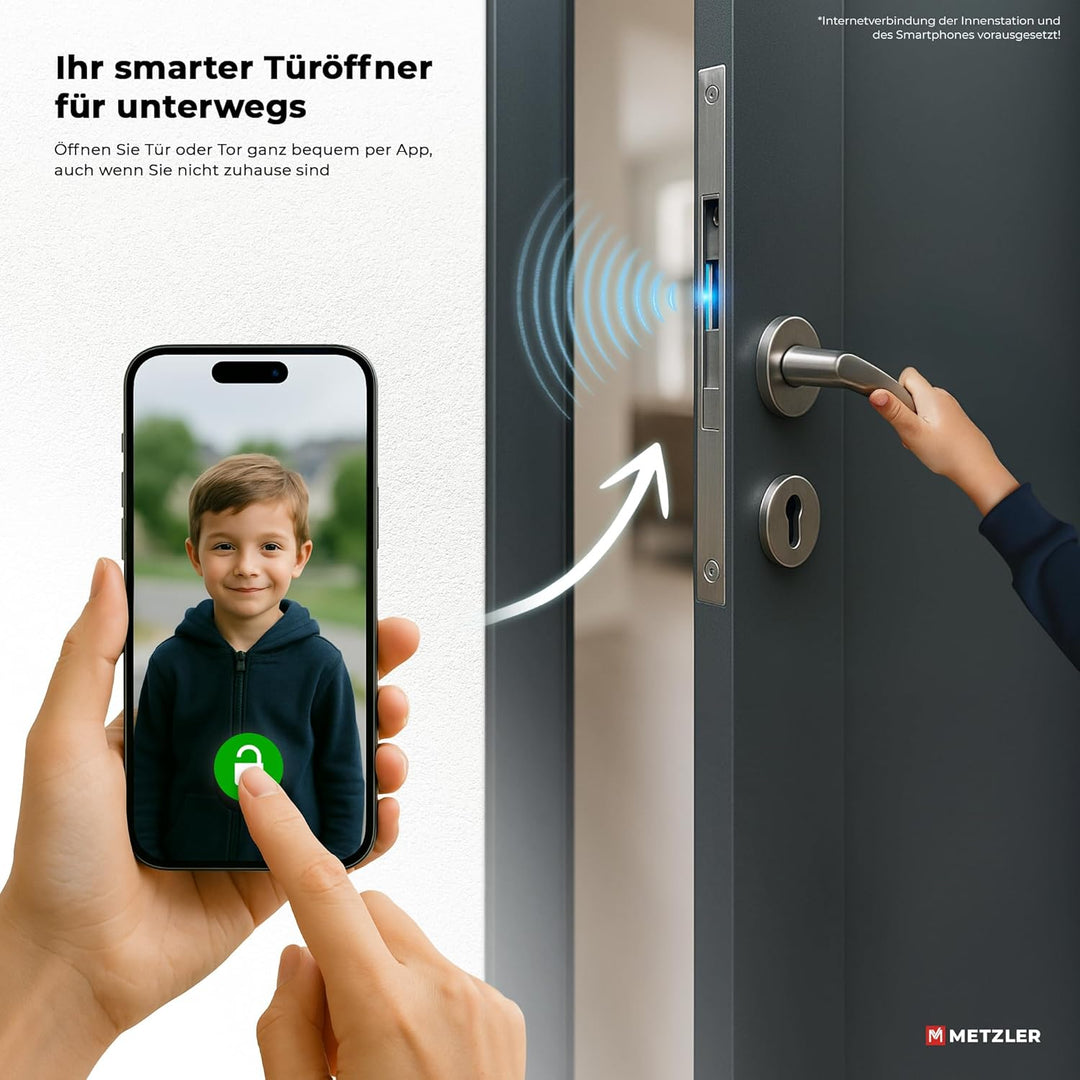 Metzler Türsprechanlage mit Kamera & Gesichtserkennung - Anschluss LAN + 12V DC - 1-500 Parteien - V