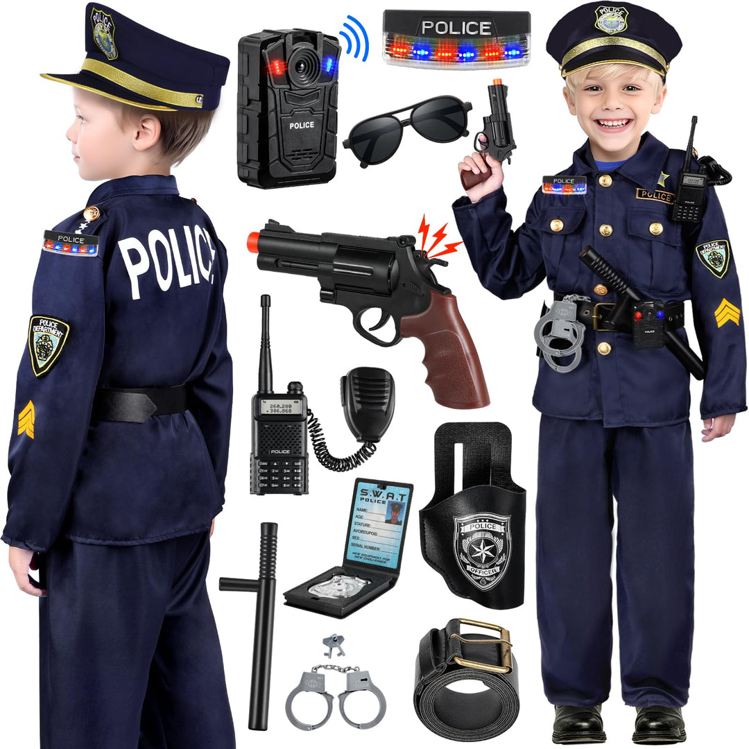 INNOCHEER Polizei Kostüm Kinder, Polizei Kostüm für Kinder, Polizei Spielzeug für Kinder Jungen Hall