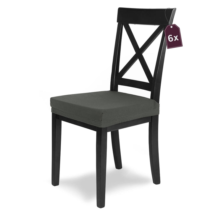 SCHEFFLER-Home Stuhlbezug Mia Anthrazit/Stuhlüberzug 6er Set Chair Cover als Stuhlschoner/Stuhlhusse