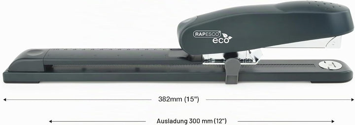 Rapesco R79026A3 790 Langarm Heftgerät, Typ 24/6mm oder 26/6mm, Frontladung Schwarz, Heftgerät