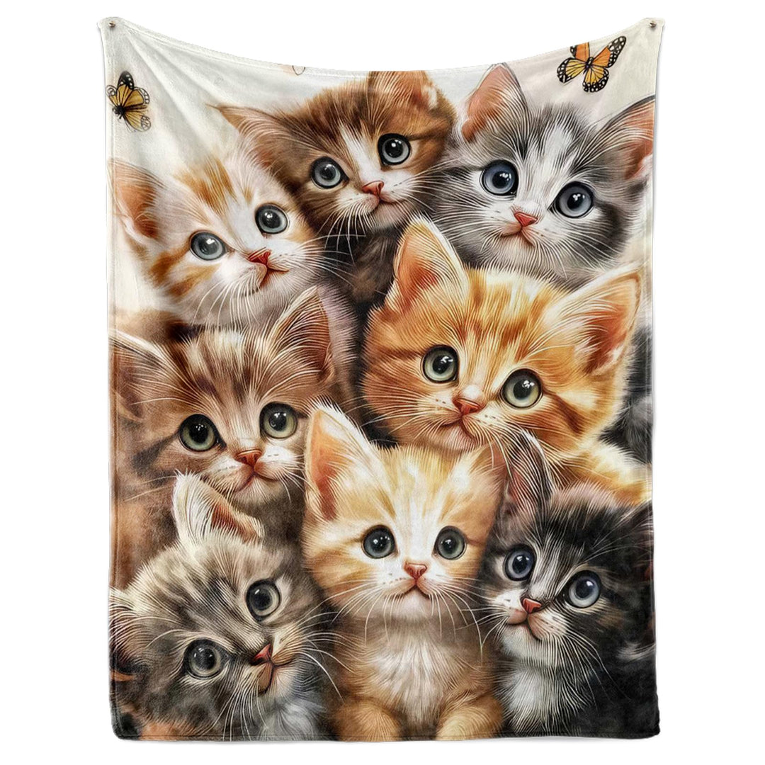 kuscheldecke katzenmotiv 150x200cm,Cartoon Kätzchen kuscheldecke Fleece Decke mit 3D Tierdruck, Weic