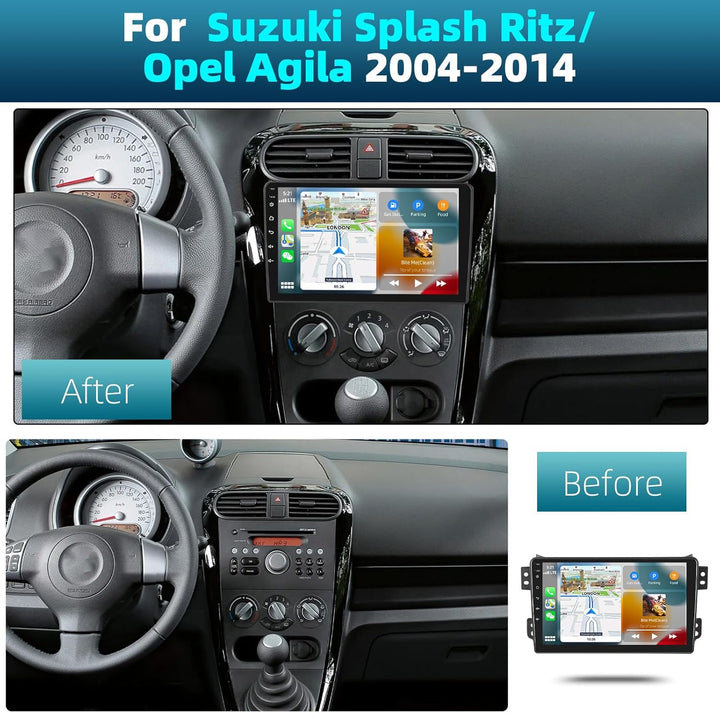 SIXTOP [2G+64G] Android 13 Autoradio mit Bluetooth für Suzuki Splash Ritz/Opel Agila 2004-2014 mit C