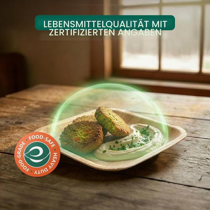 ECO SOUL 100% kompostierbare 15 cm, quadratische Palmblatt Teller [200 Stück] |Premium Palmblatt Ges