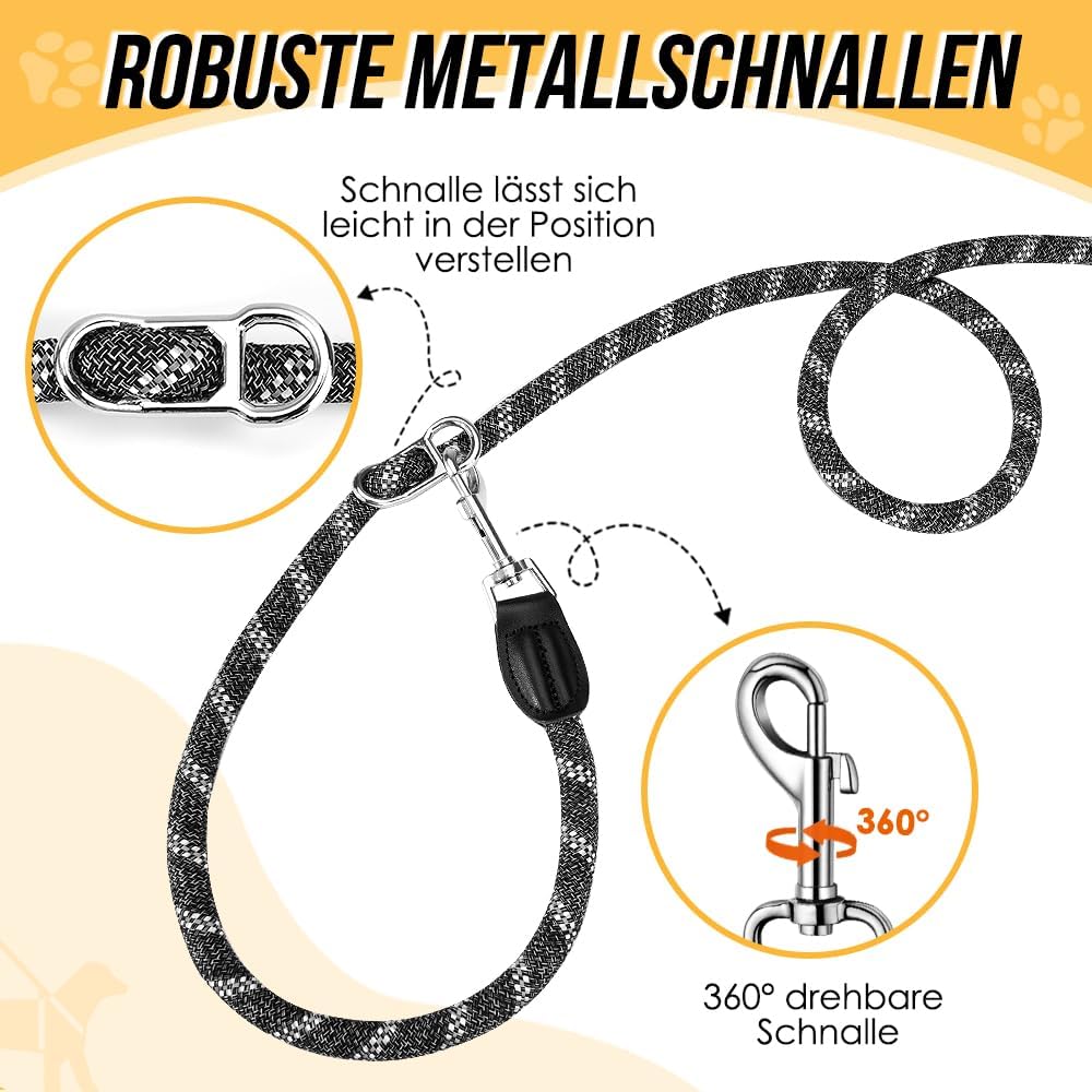 Hundeleine 3m für Kleine mittelgrosse Hunde, 8in1 Schleppleine mit 3 Verstellbare Schnalle und Griff