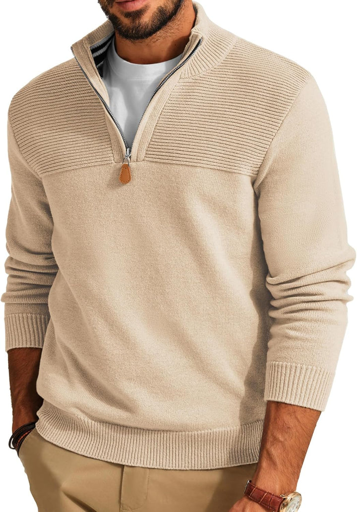 PaulJones Troyer Pullover Herren Strickpullover mit Reissverschluss und Stehkragen Arbeitspullover M