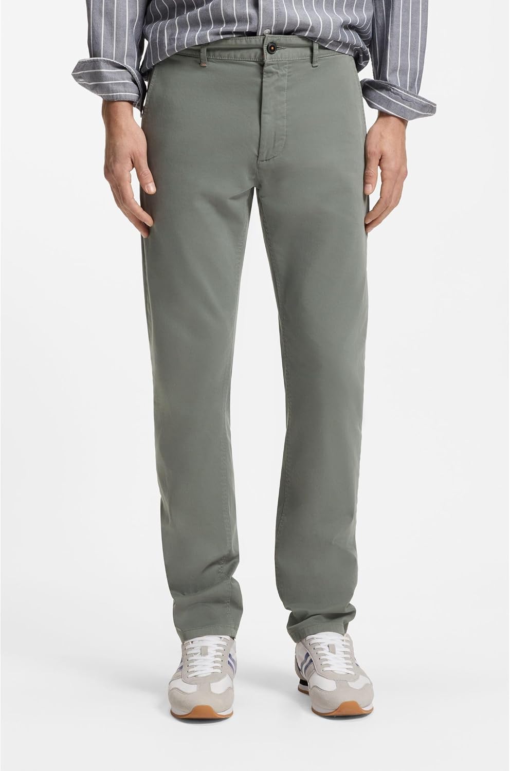BOSS Herren Chino Slim Slim-Fit Chino aus elastischem Baumwoll-Satin 30W / 34L Open Grey76, 30W / 34