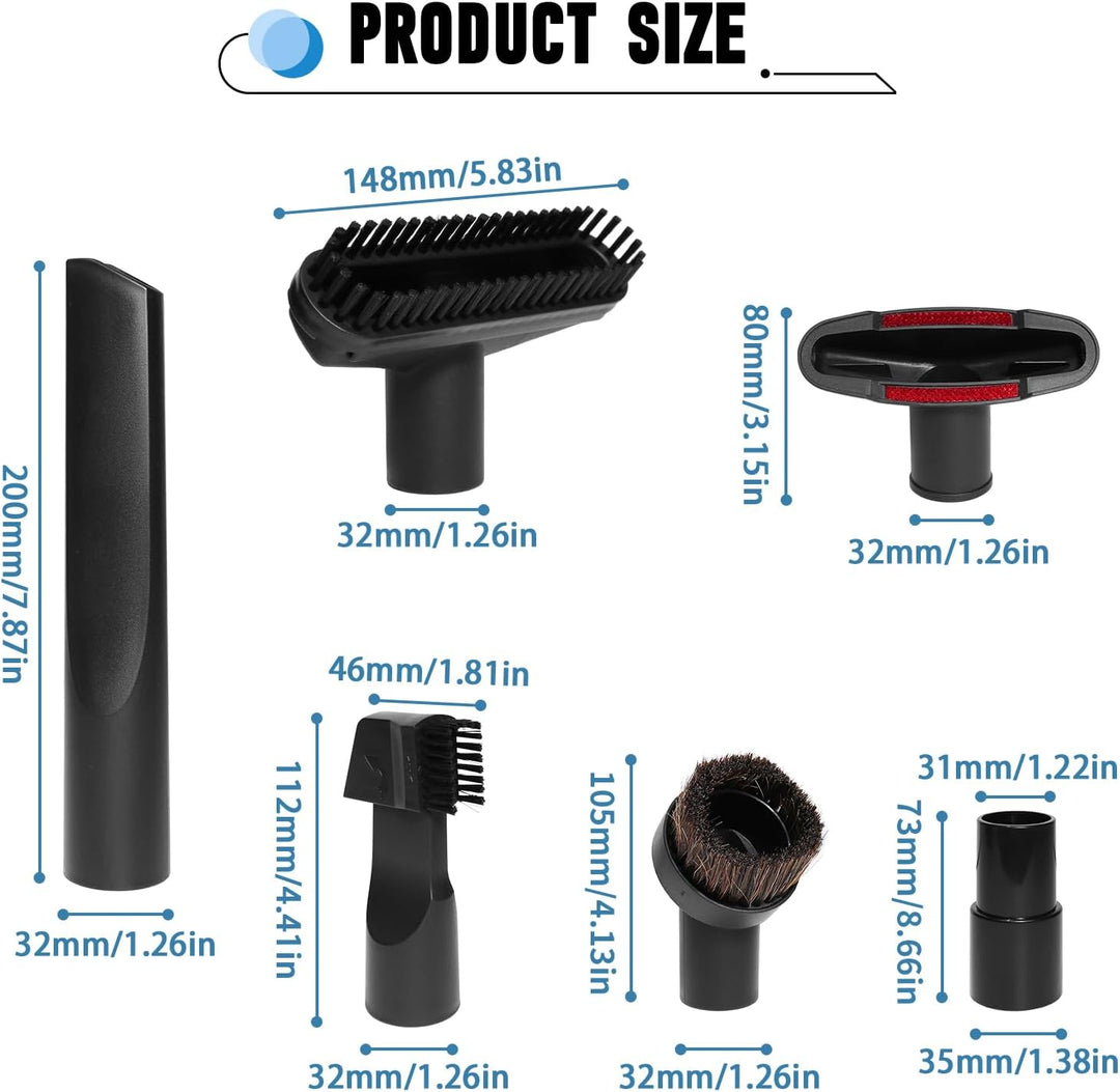 7 Stück Staubsauger Düsen Set Staubsauger Aufsatz Polsterdüse Matratzendüse Fugendüse 32-35 mm Staub