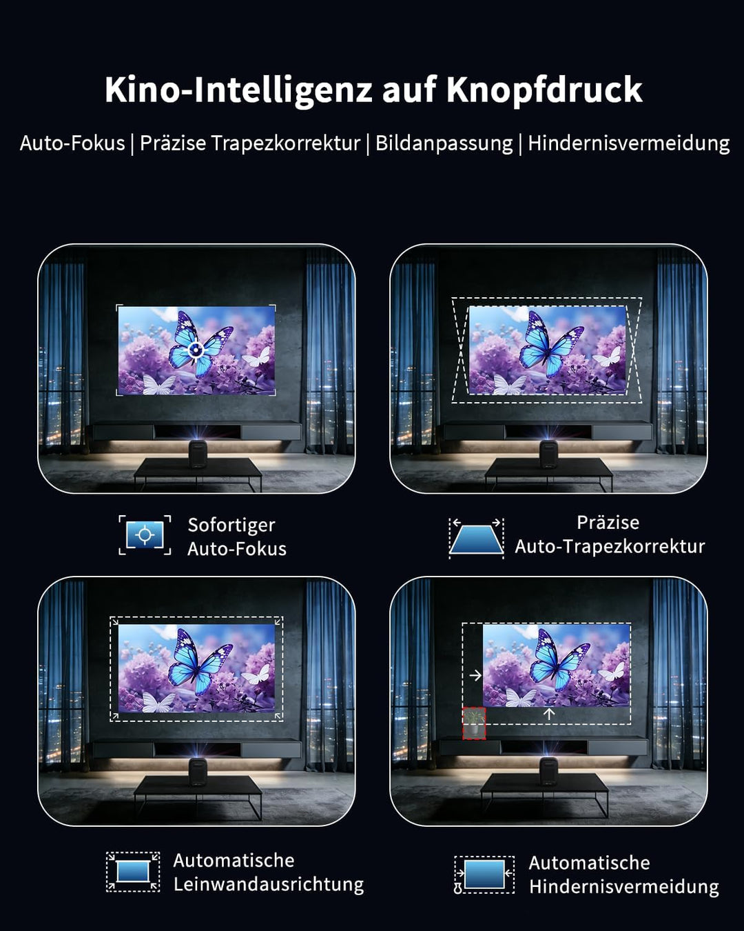 WEMAX Mini Beamer mit Google TV & Offizielles Netflix, Native 1080P Full HD Smart Projektor, 300 ISO
