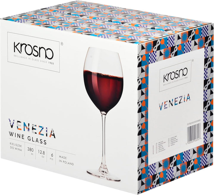 Krosno Rot-Weingläser | Set von 6 | 350 ML | Venezia Kollektion | Perfekt für Zuhause, Restaurants u
