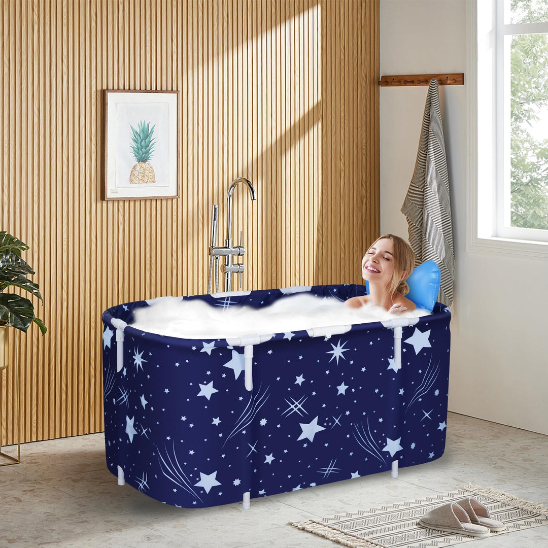 Sinbide 125x55x54cm Tragbare Badewanne, Faltbare Badewanne für Erwachsene, Grosse Familien Badewanne